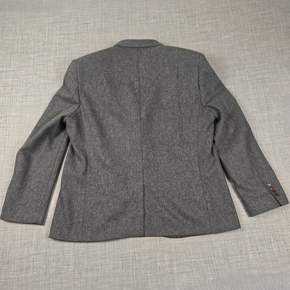 Next Tailoring Mens Herringbone Tweed Blazer 48R Charcoal Grey Wool