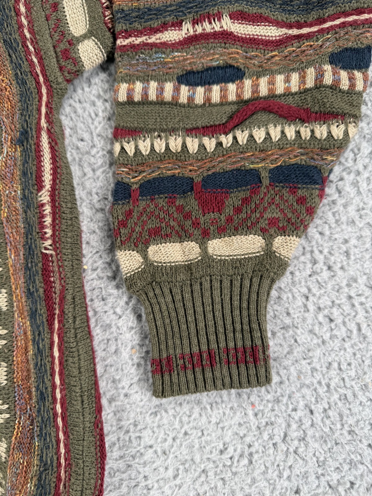 Vintage 80s 90s 3D Thick Texture Cable Abstract Grunge Hip Hop Sweater Small