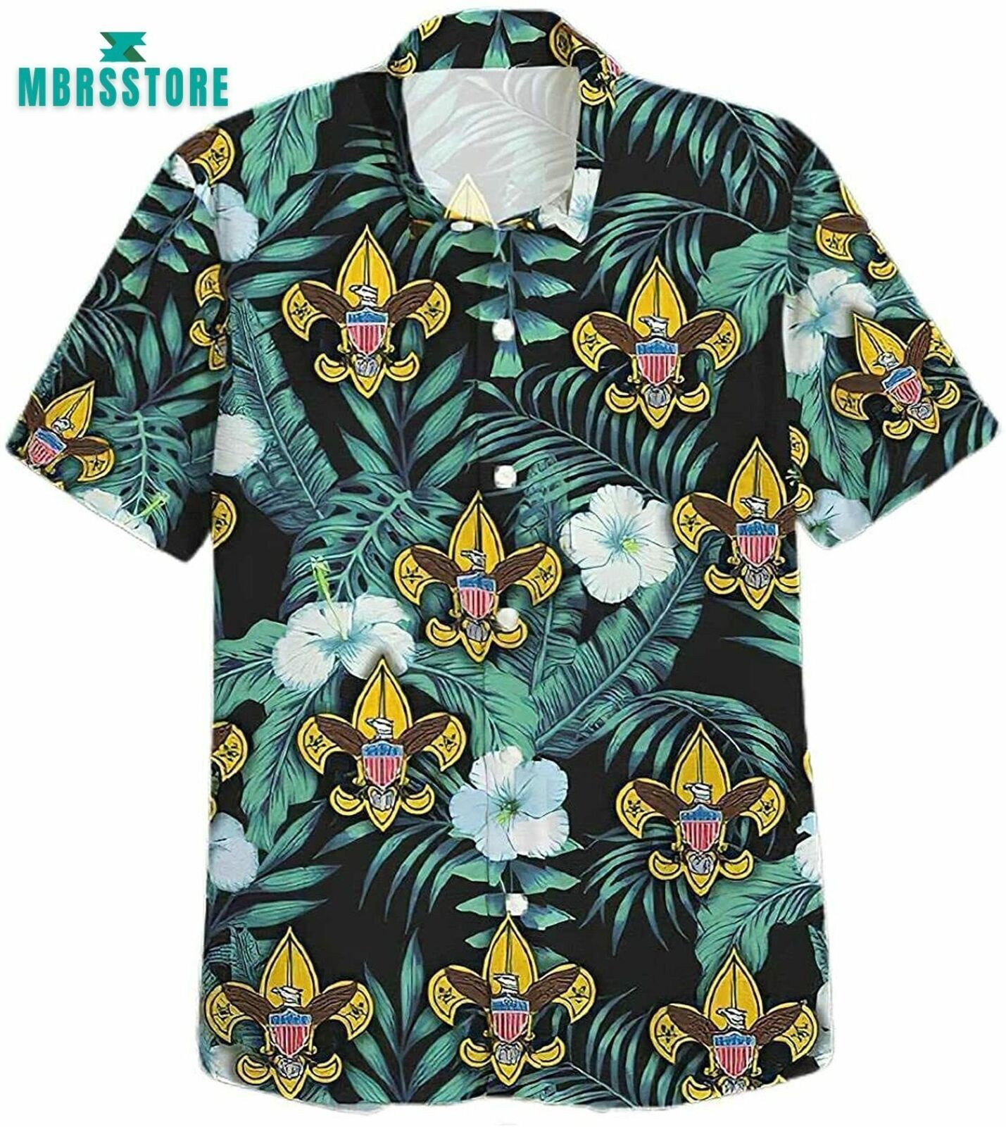 Boy Scouts Black Unique Design Hawaiian Shirt, Short Sleeve Summer Shirt For Men