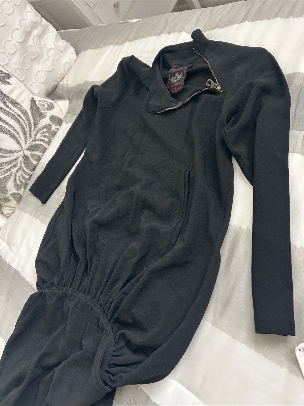 Vtg Jean Paul Gaultier Paris Classique 4 Long Black New Dress Long 3/4 Sleeve