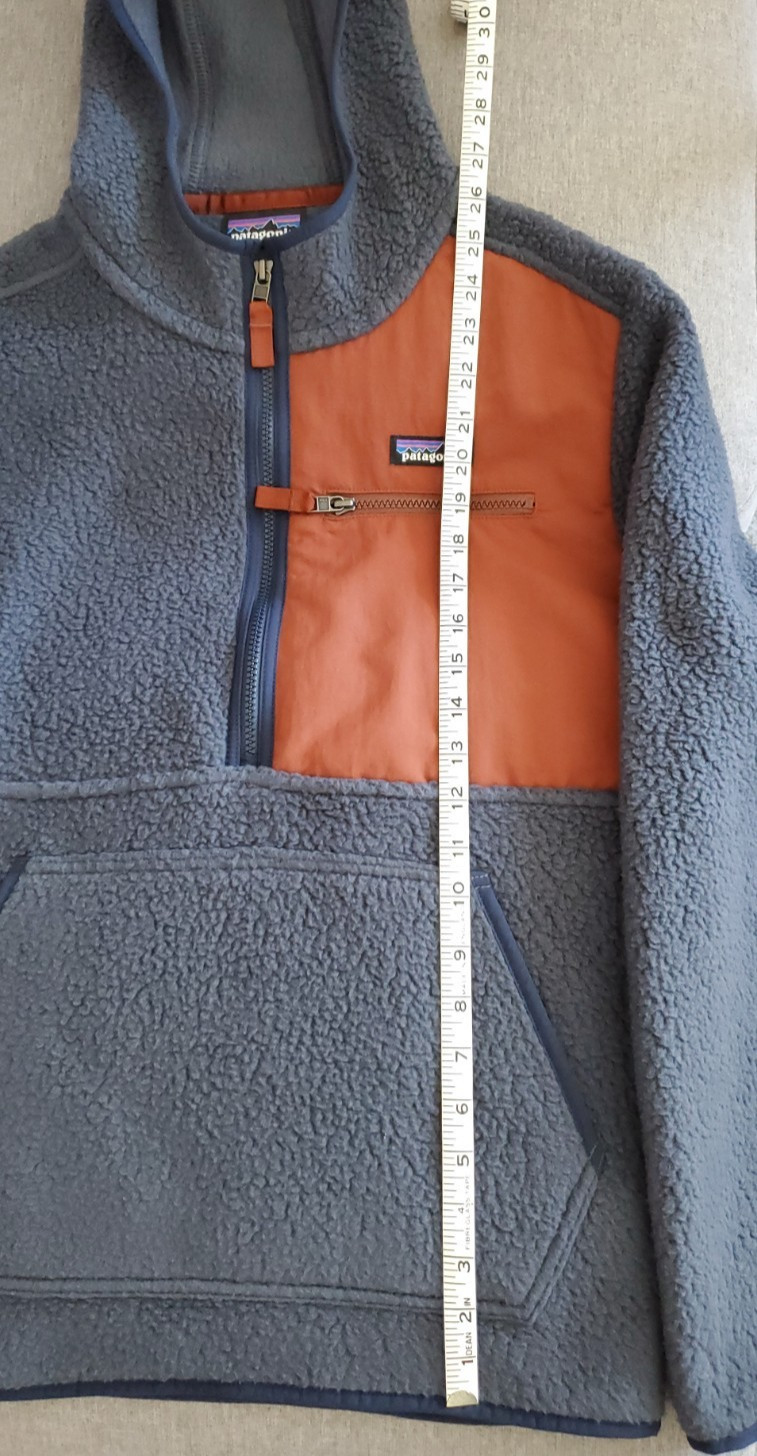 Patagonia Men’s M Hooded 1/2 Zip Pullover Jacket Blue/Brown Solid