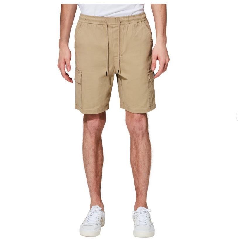 Mens WeSC Utility Cargo Shorts 8″ inseam Size Med XL Twill Khaki drawstring NWT