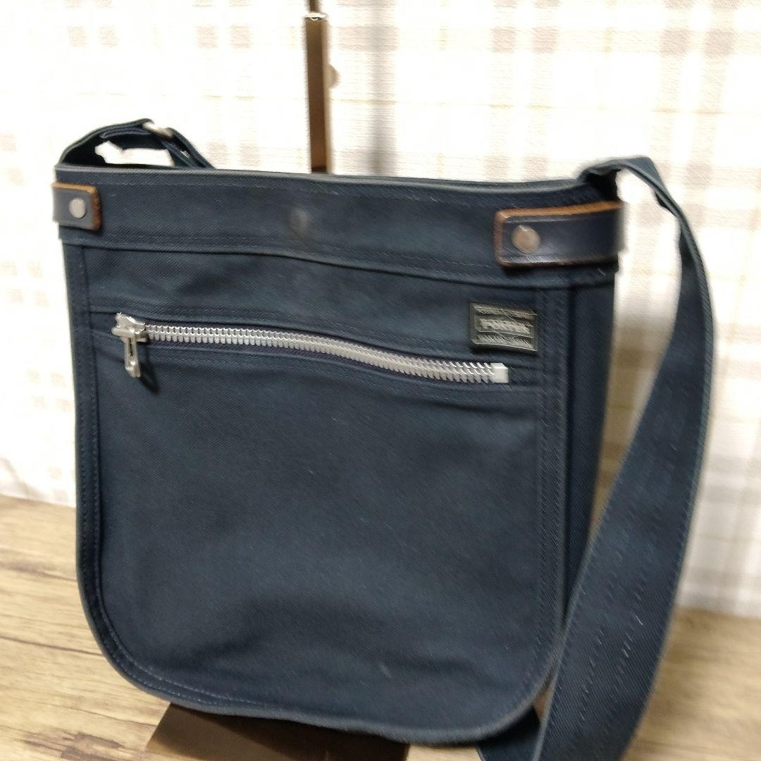Porter Girl Naked Book Leather Shoulder Bag Navy Used 29x30cm