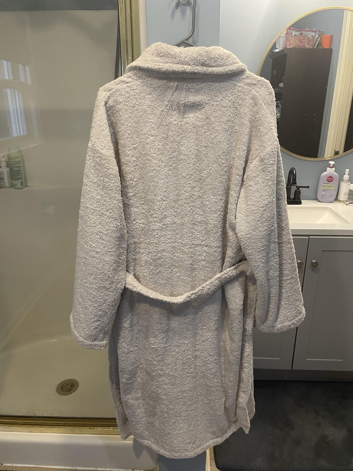 silk&snow Classic Terrycloth Bath Robe Sand M/L Shawl Collar Long Sleeve