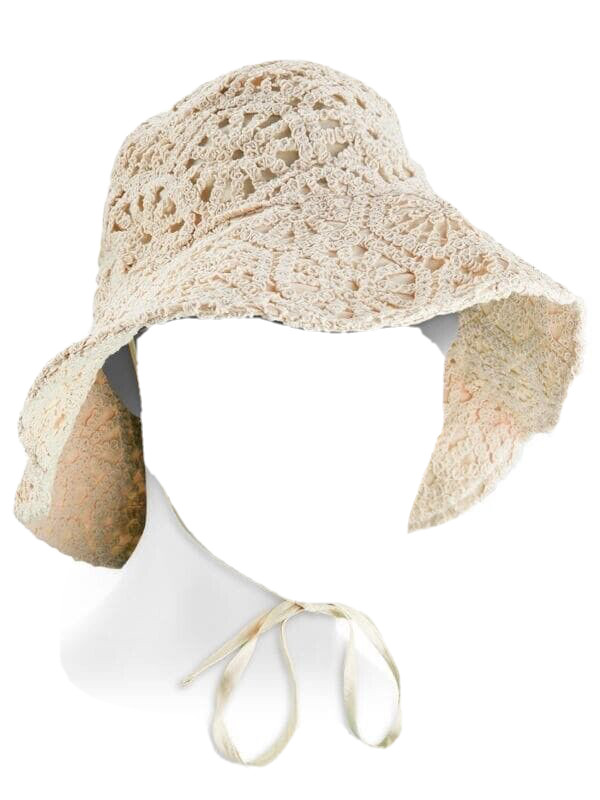 Oversized Phluid Project Gender Neutral Crochet Boho Lined Knit Bucket Hat Ties