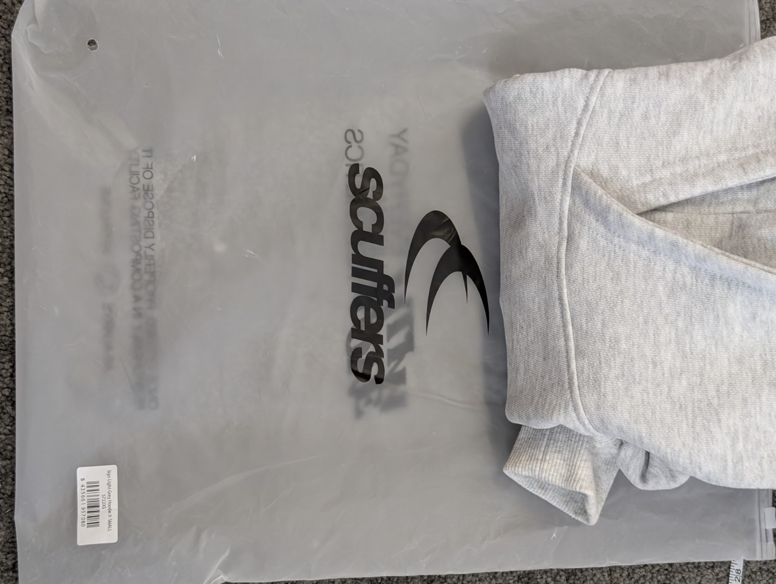 Scuffers Hoodie Size XS Oversized Sign With Love Sweater Streetwear Grey BNWT
