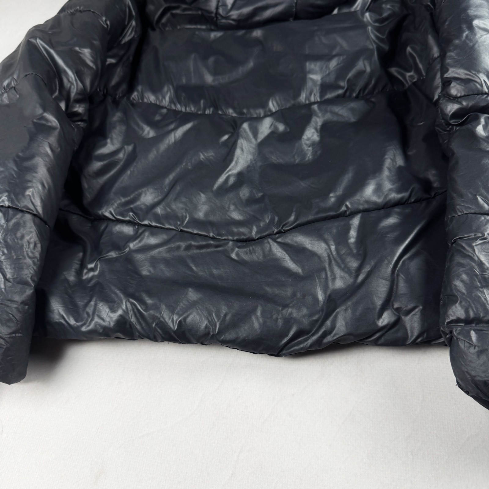 Mens Vintage Blue Puffer Jacket Faux Fur Hood Winter Bubble Coat Y2K Streetwear