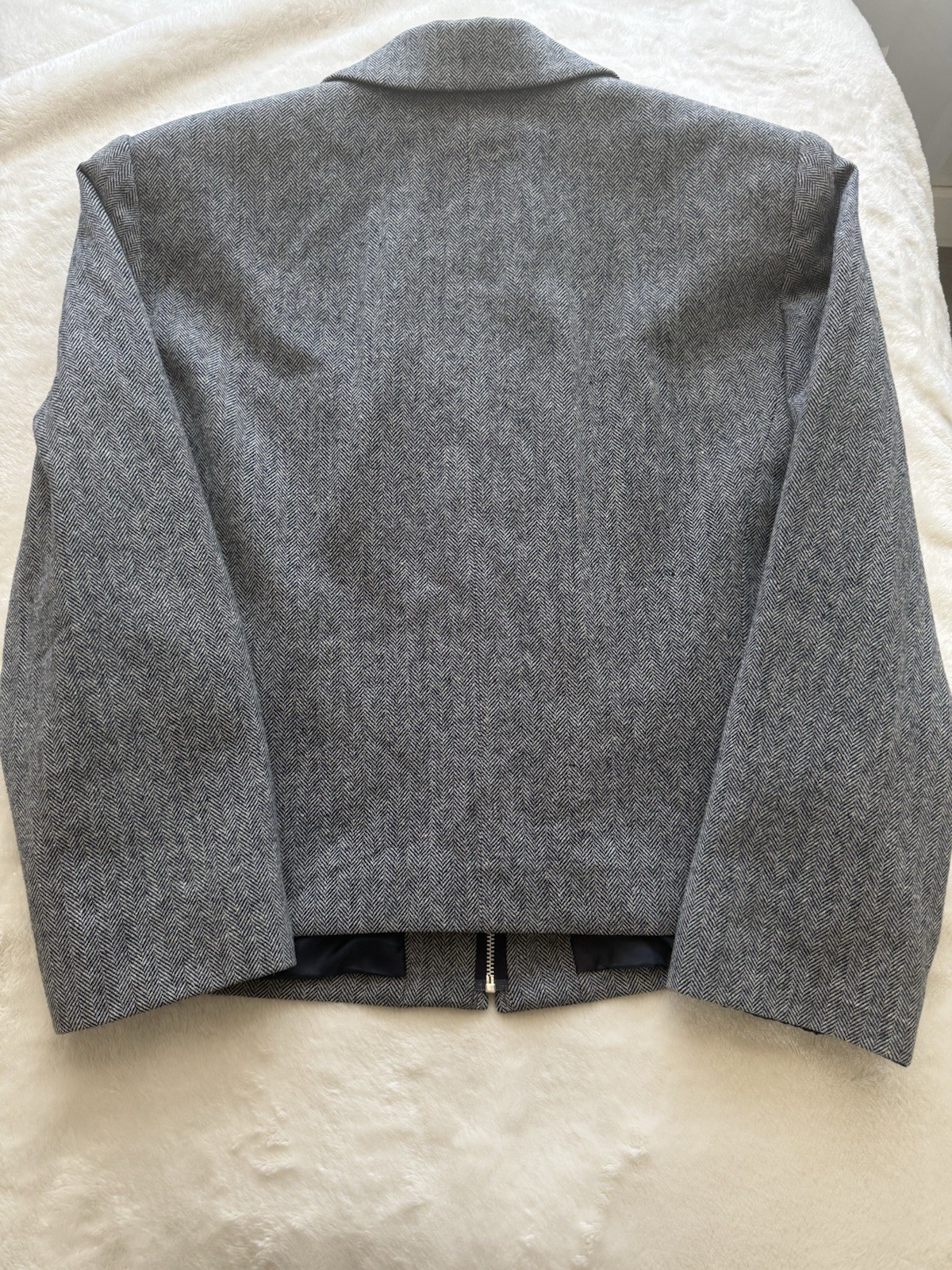 Pendleton Knockabouts Women’s Gray Herringbone Wool Zip Jacket Lined Pockets 14