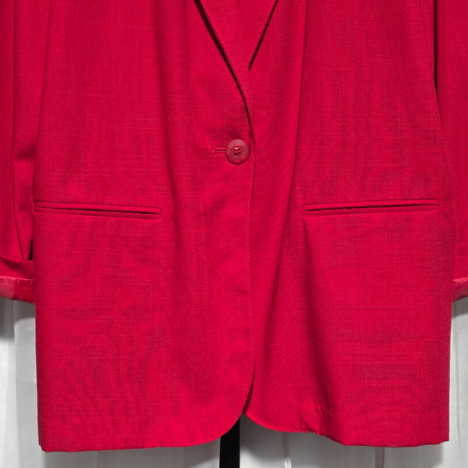 SAG HARBOR Red Single Button Blazer Jacket 16 Plus Size Professional Office Care