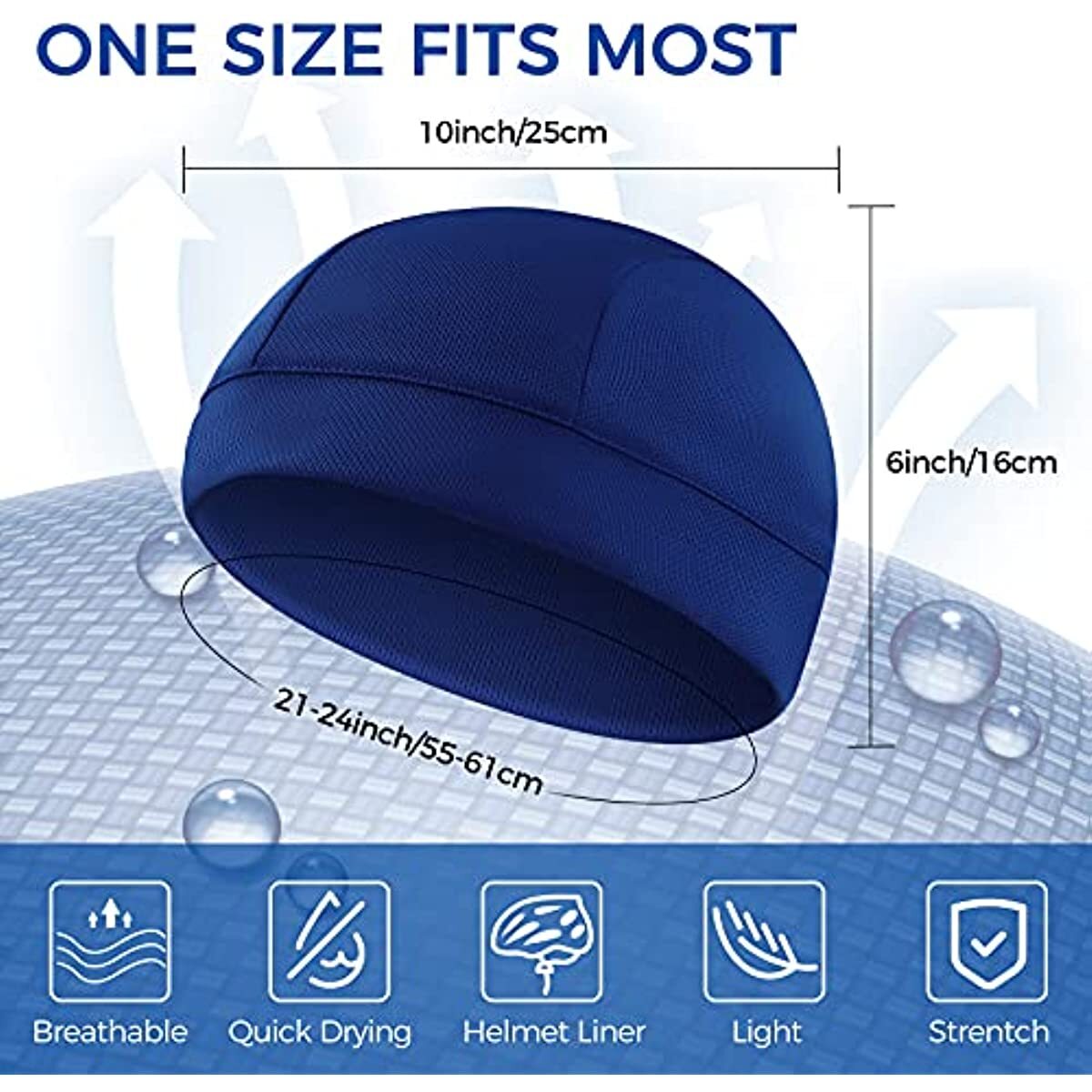 Moisture Sweat Wicking Cooling Bald Dome Skull Cap Helmet Liner Sport Beanie Hat
