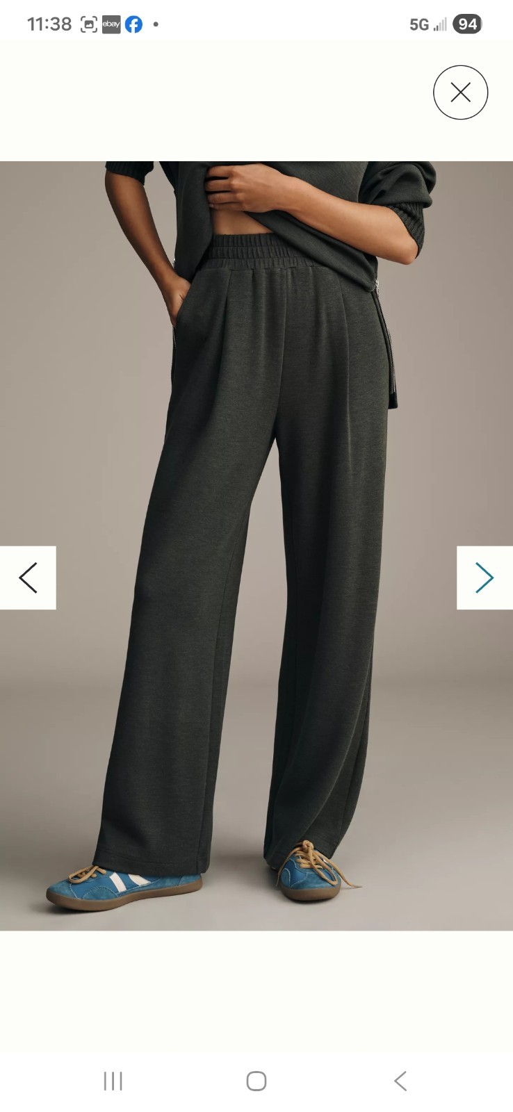 Varley The Extra Wide Leg 29.5 Inch Pants ANTHROPOLOGIE M Olive Marl NWT