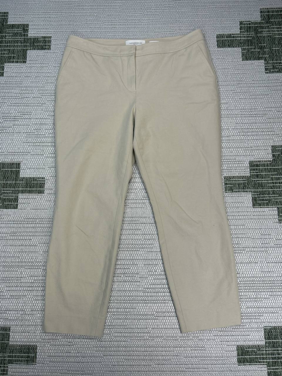 Lafayette 148 New York Manhattan Chino Pants Womens 14 Beige Cotton High Rise