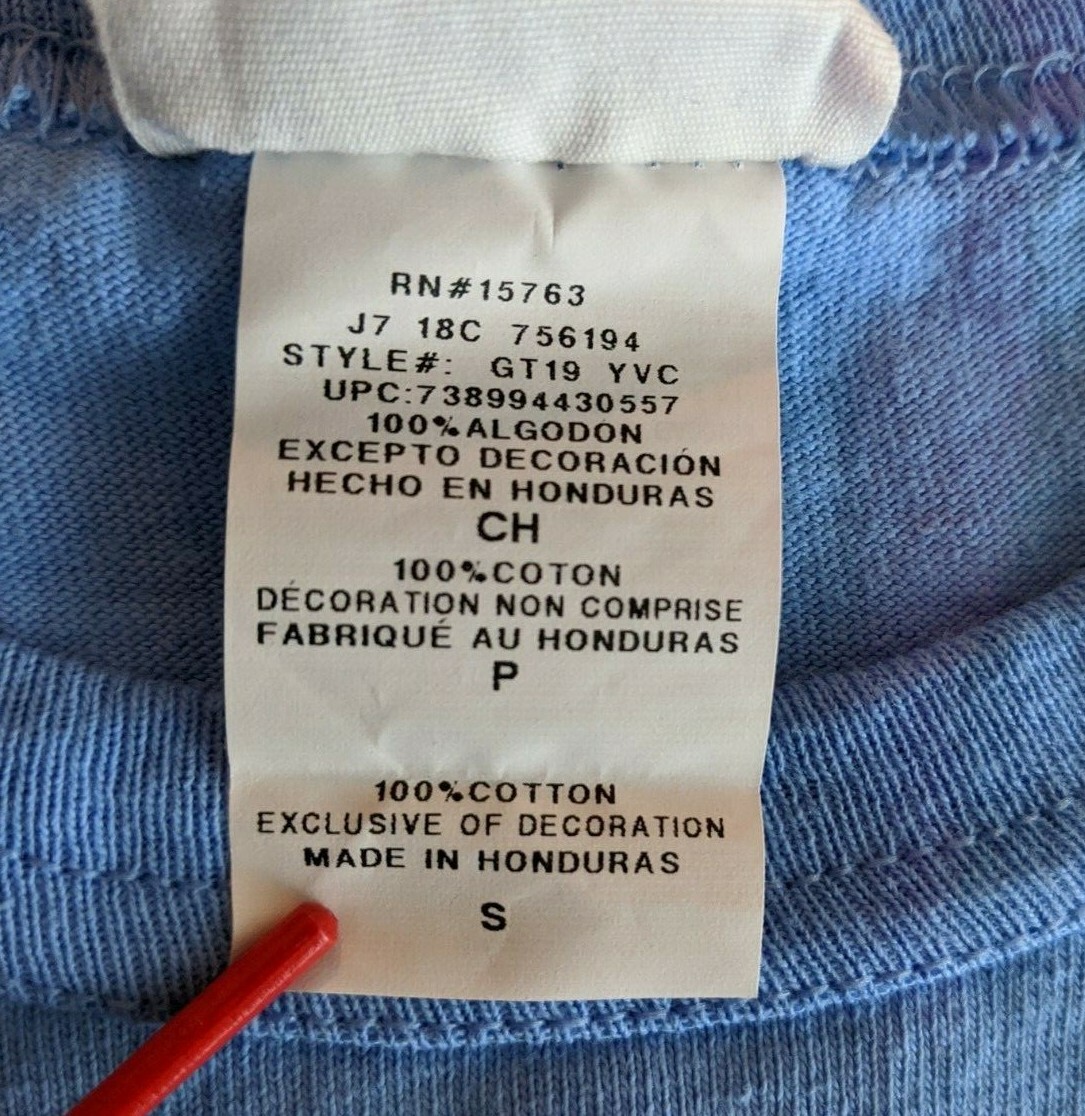 Vintage Champion Size S Blank T Shirt Blue Bar Mounted Collar Cotton GT19 YVC