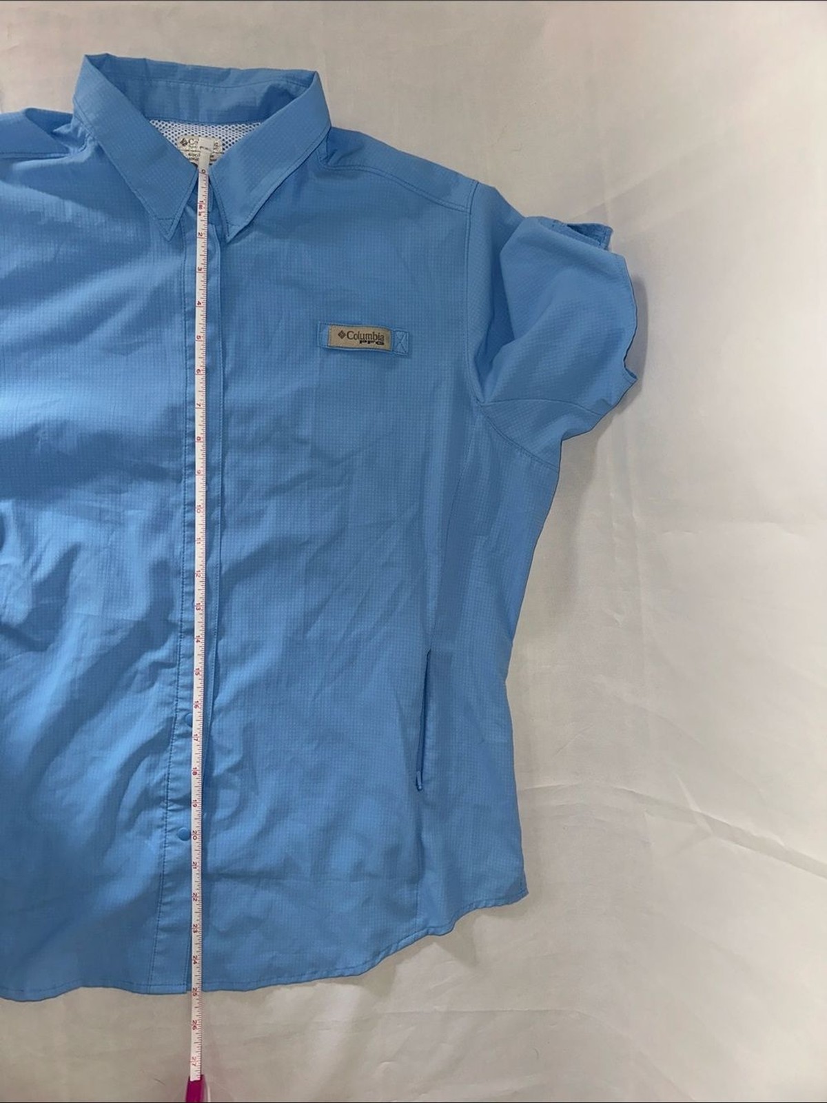 Columbia PFG Women’s Blue Vented Fishing Shirt Short Sleeve Size Large