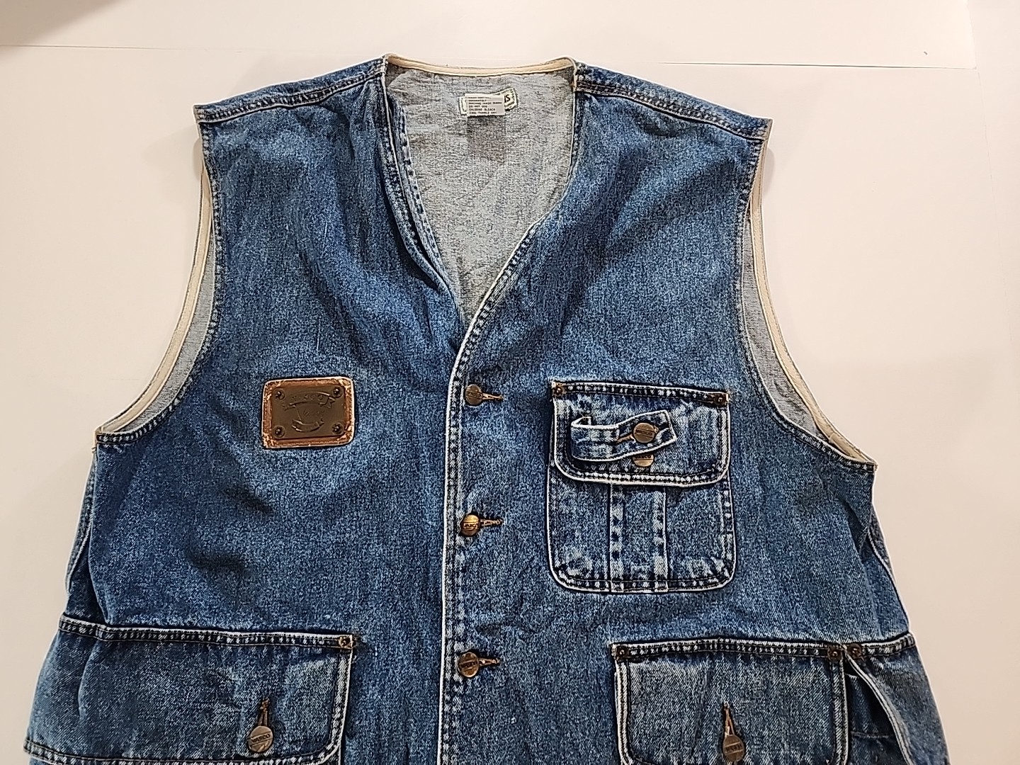 Vintage VASCO Jeans Denim Button Up Vest Medium 90s Utility Workwear