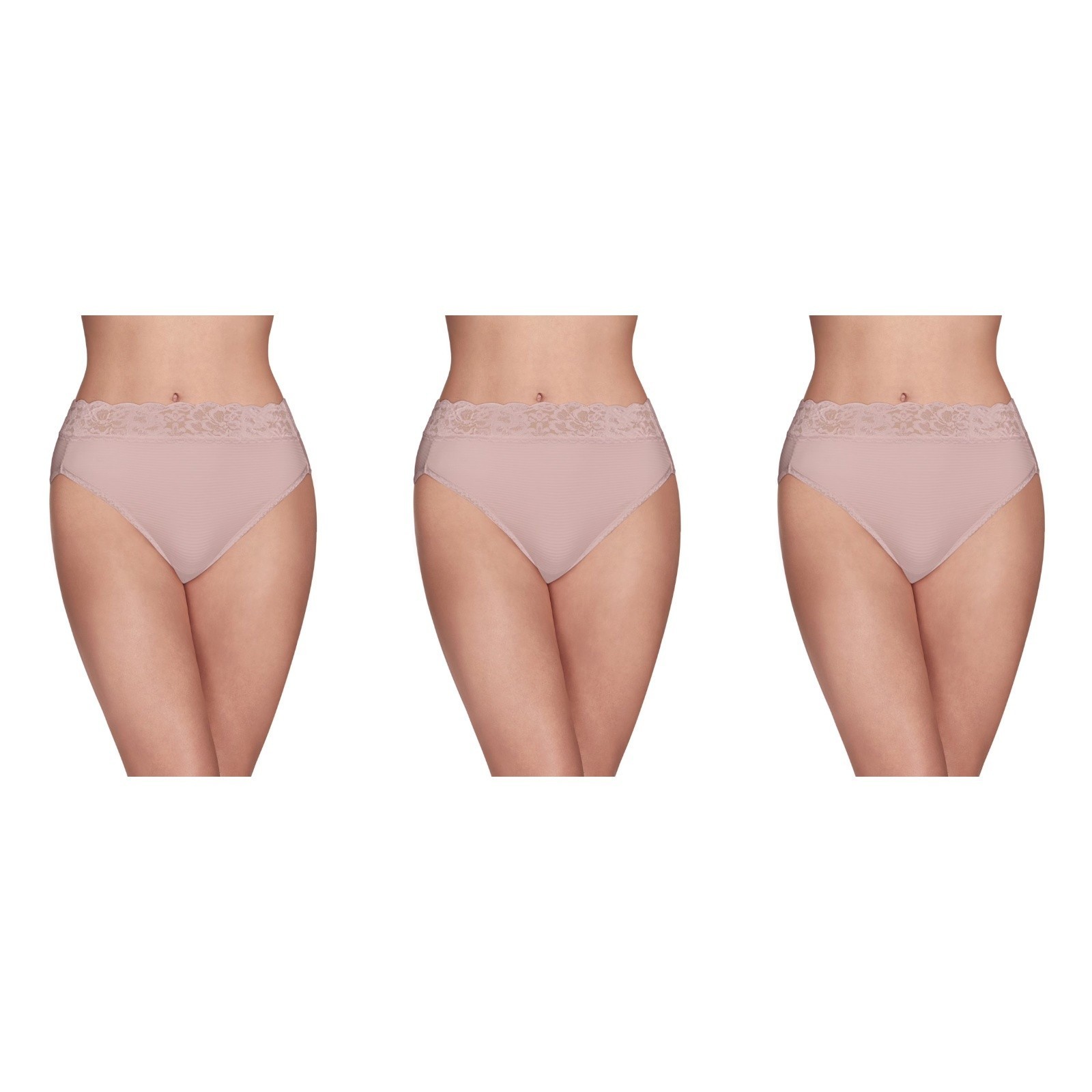 3 Pack Vanity Fair 13280 Flattering Lace Hi-Cut Panty Red White Mint Quartz 6~ 9