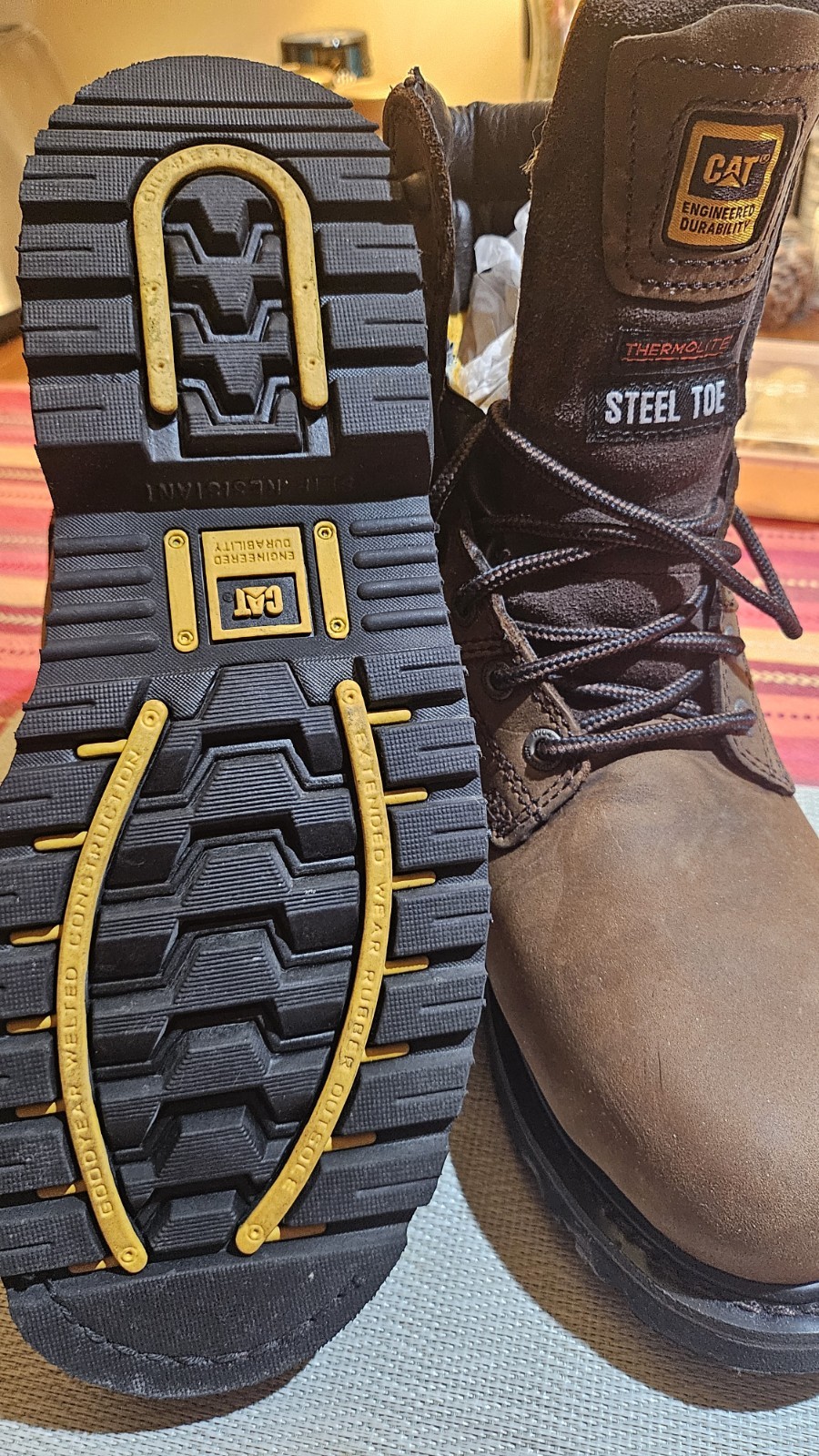 Caterpillar Mens SALVO 8″ WP Steel Toe Thinsulate Work Industrial Boots US 7.5