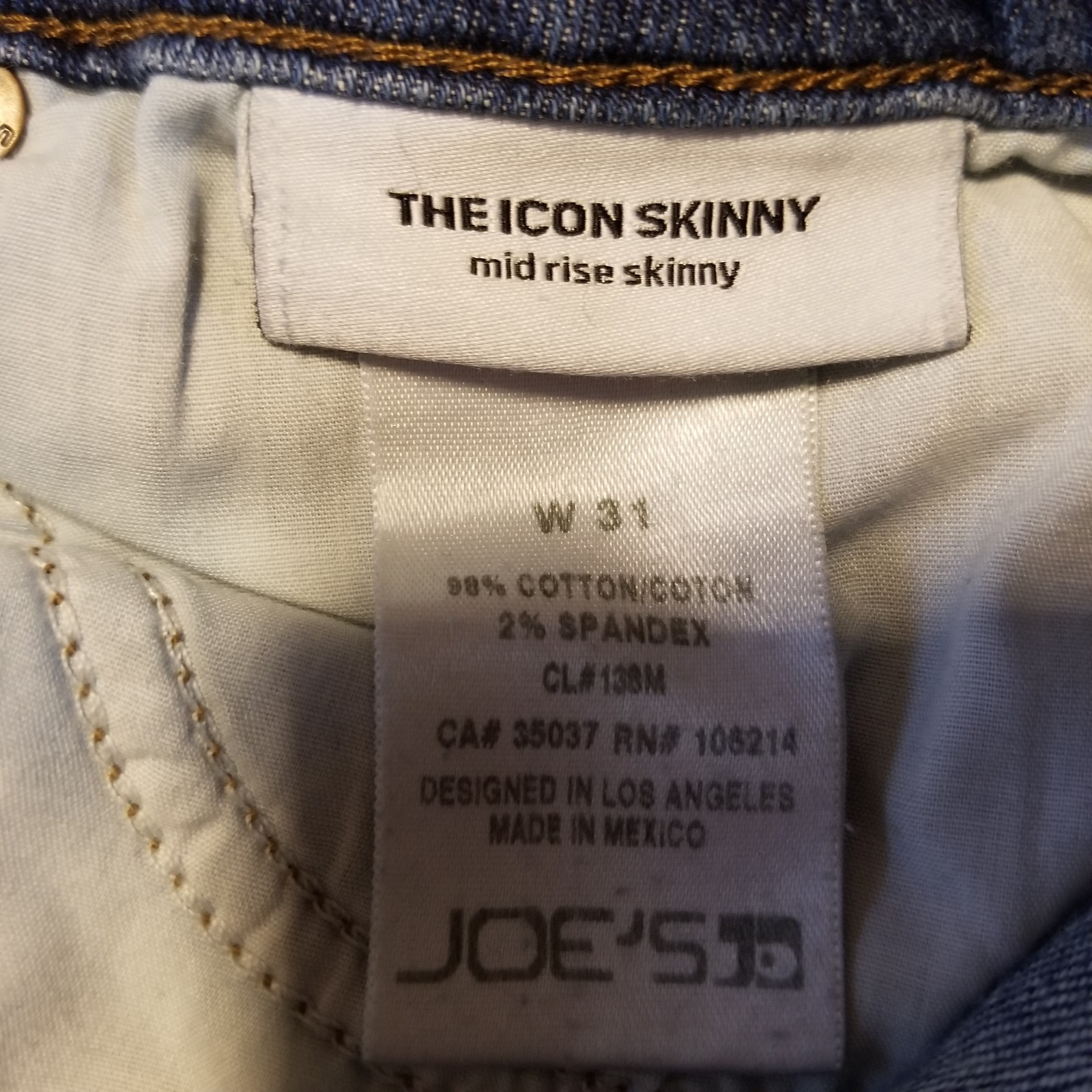 Joe’s Jeans The Icon Skinny Size 31 Mid Rise Distressed 98% Cotton