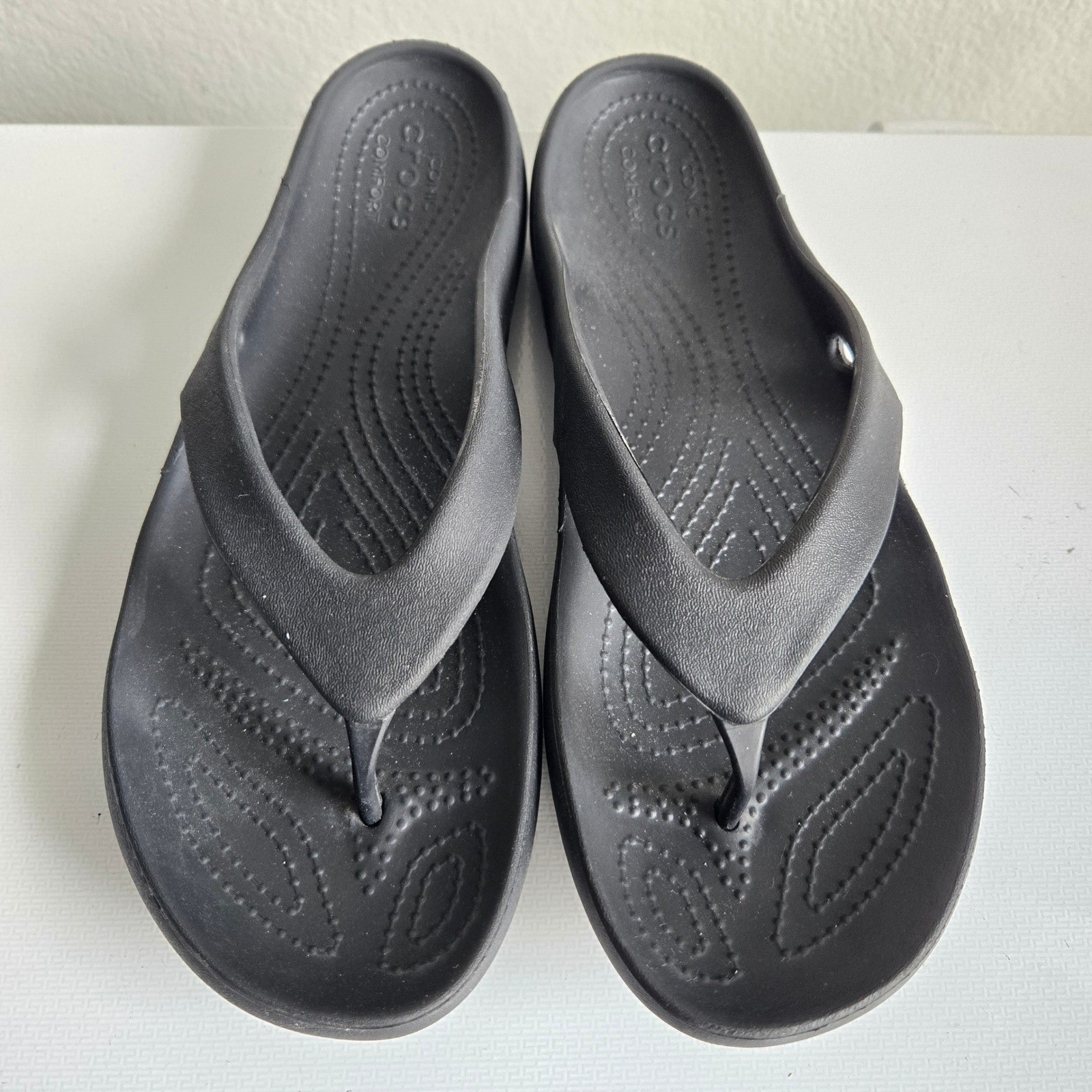 Crocs Kadee II Flip Flops Womens Black Thong Sandals 202492 Size 9