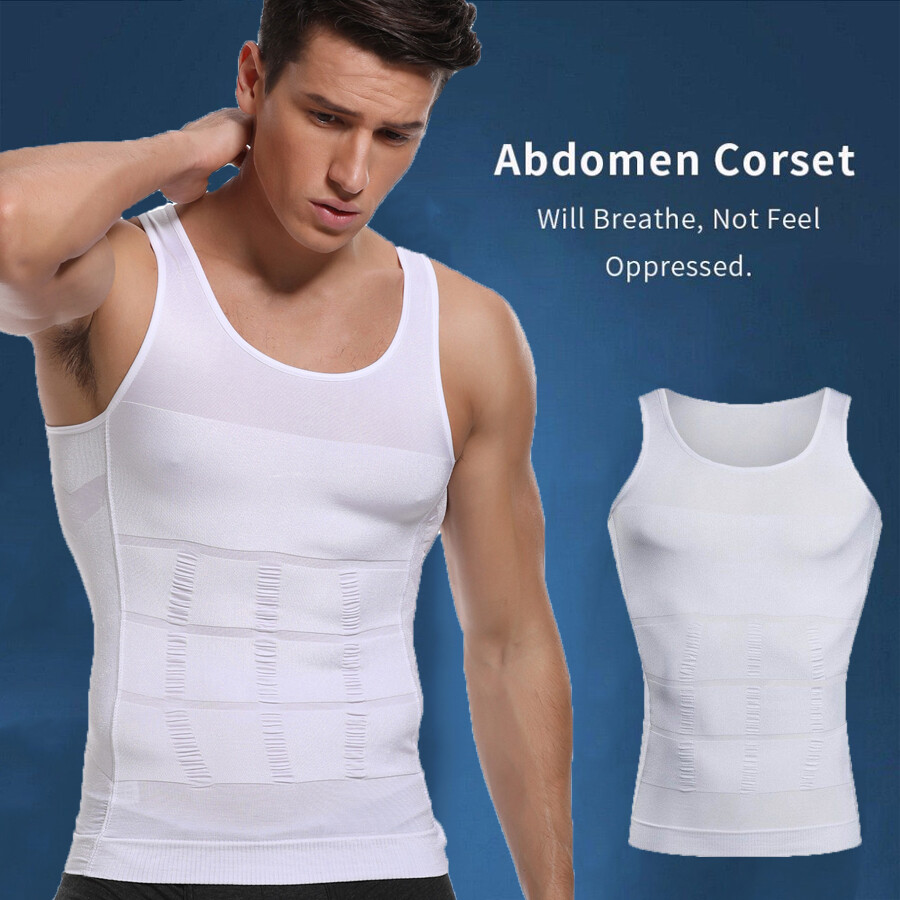 Men’s Compression Vest Tank for Man Boobs Moobs Gynecomastia Shirt Chest Shaper