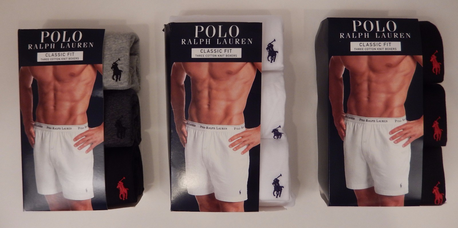 3 RALPH LAUREN POLO WHITE BLACK OR GRAY COTTON KNIT BOXER SHORTS SIZES: S M L XL