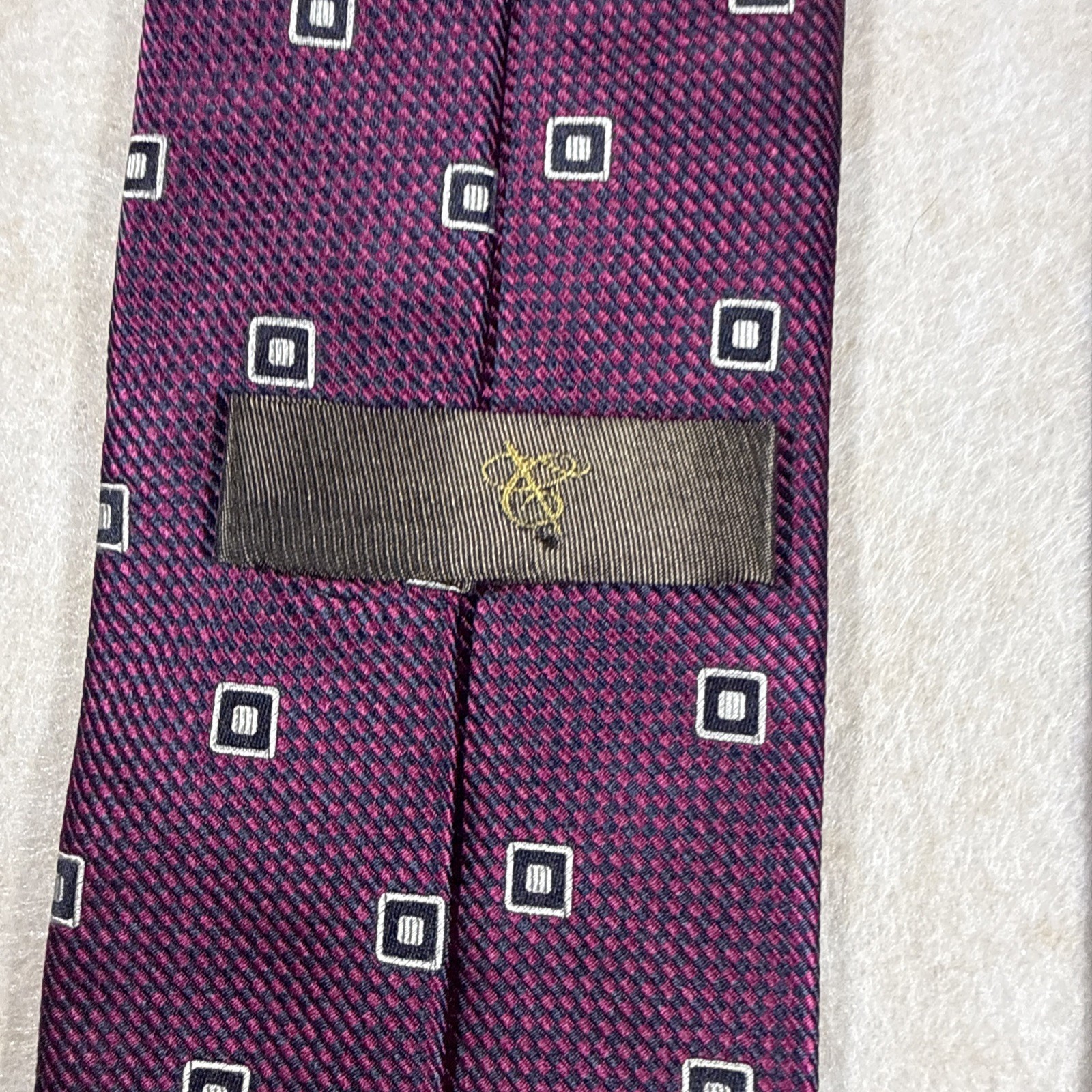 Canali 1934 Necktie, 100% Silk, Made in Italy, Geometric Burgundy Navy Blue 58″