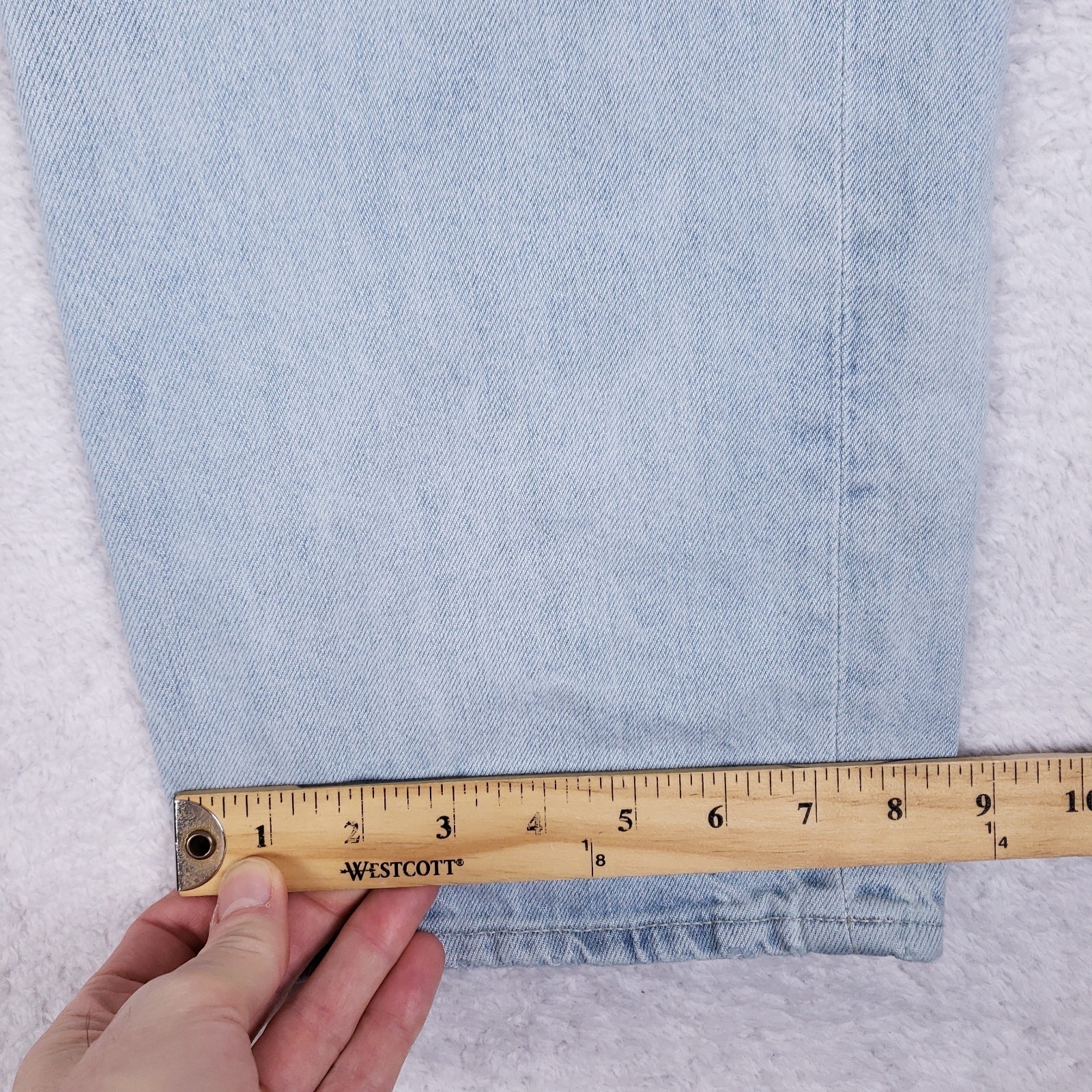 7 For All Mankind 31 Easy Straight High Rise Light Wash Jeans Button Fly Rigid