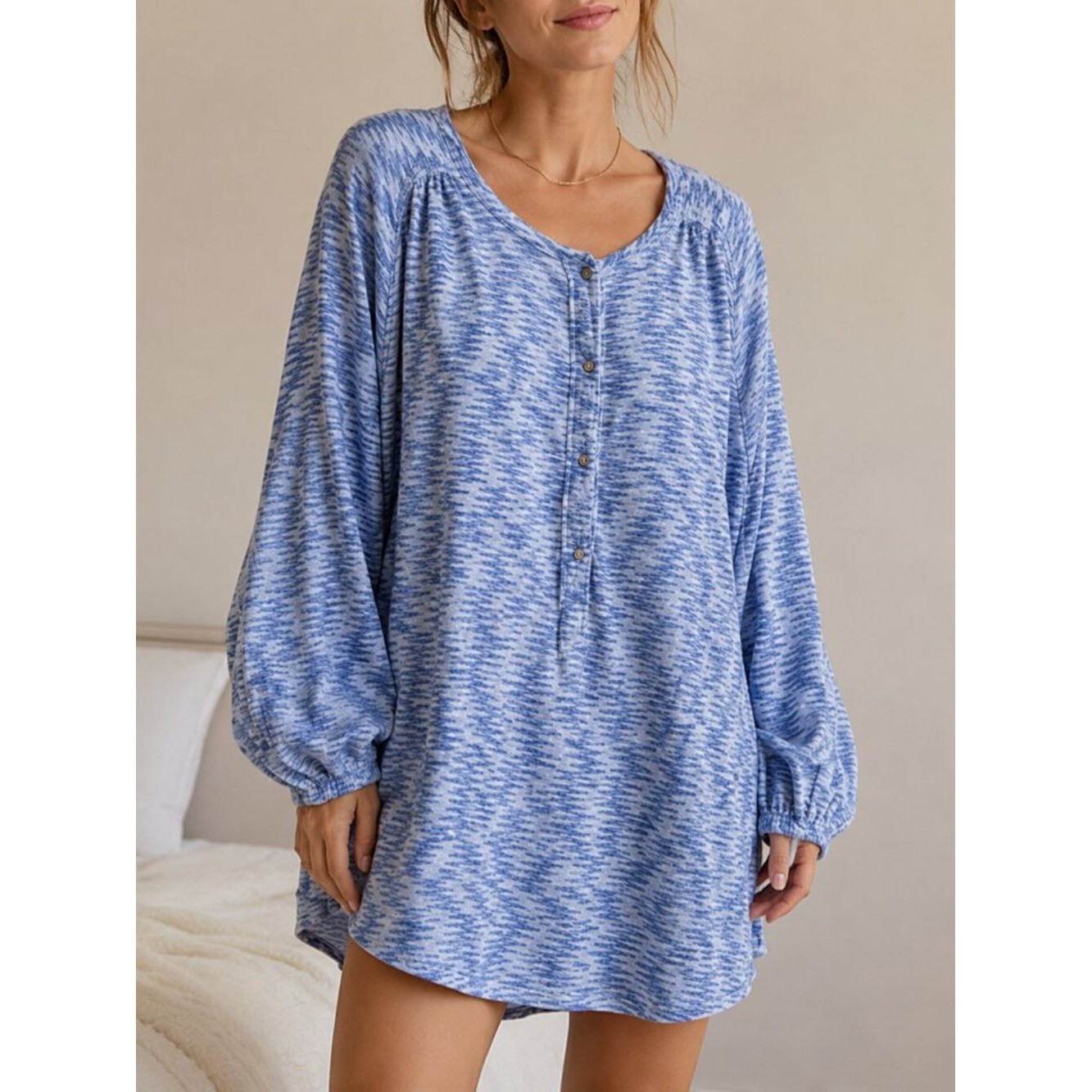 Intimately Free People Blooms For You Sleep Shirt | Blue & White | M