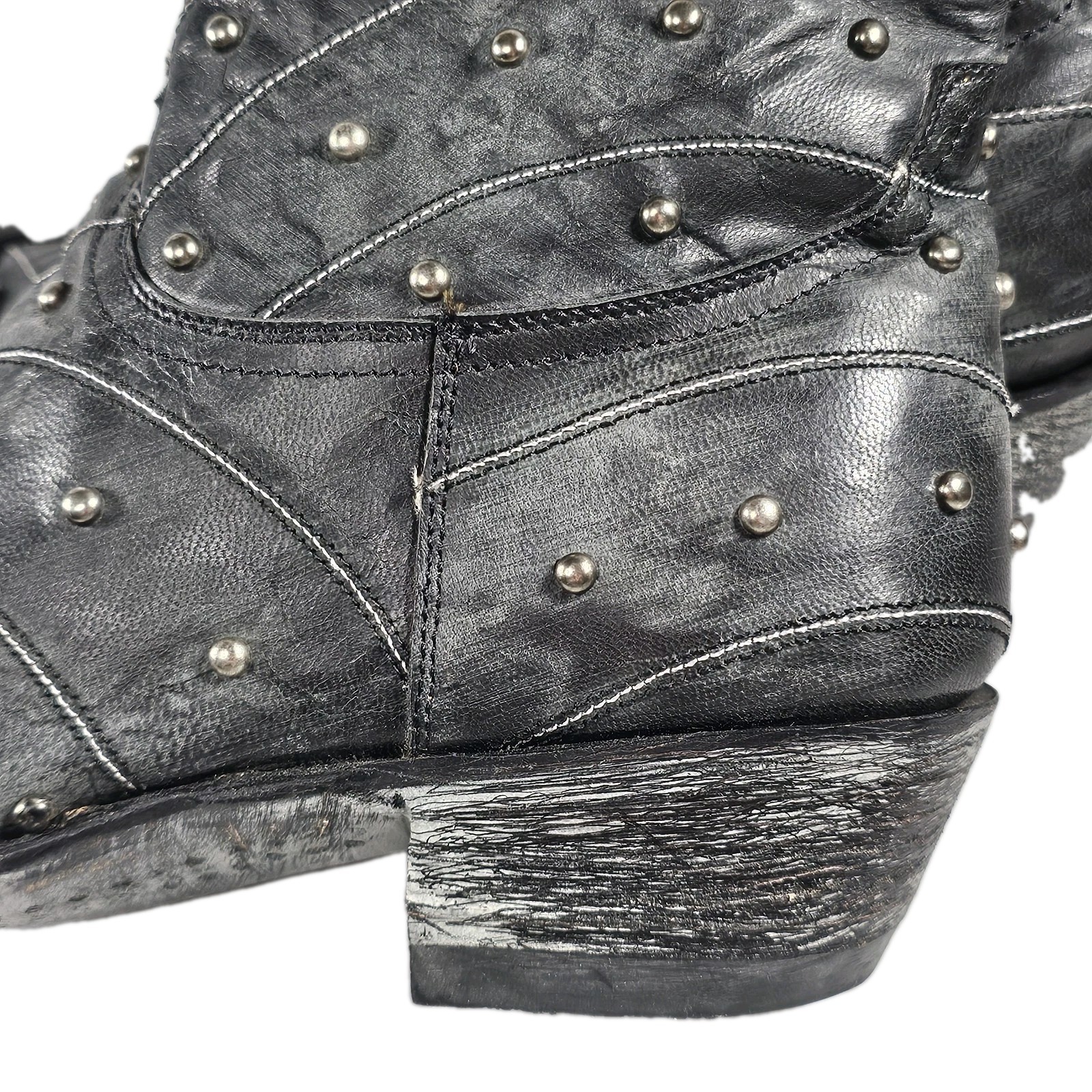 Old Gringo 18 in Black Studded Boots Hosifukami Sz 9 Knee High Zippered