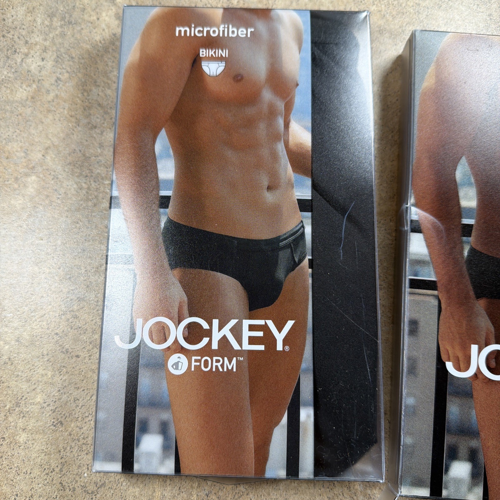 Vtg 2004 USA Jockey Form Mens Microfiber Bikini Briefs (2) Black & Gray OPEN Pkg