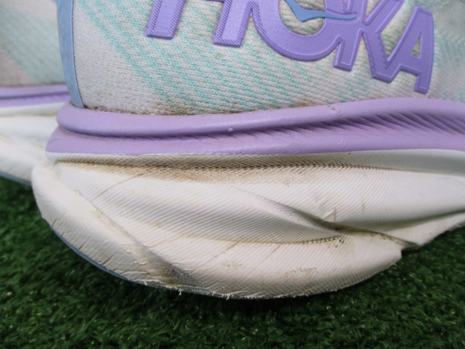 Hoka Clifton 9 Shoes Womens 9.5 Green Purple White Track Road Running Cushion *