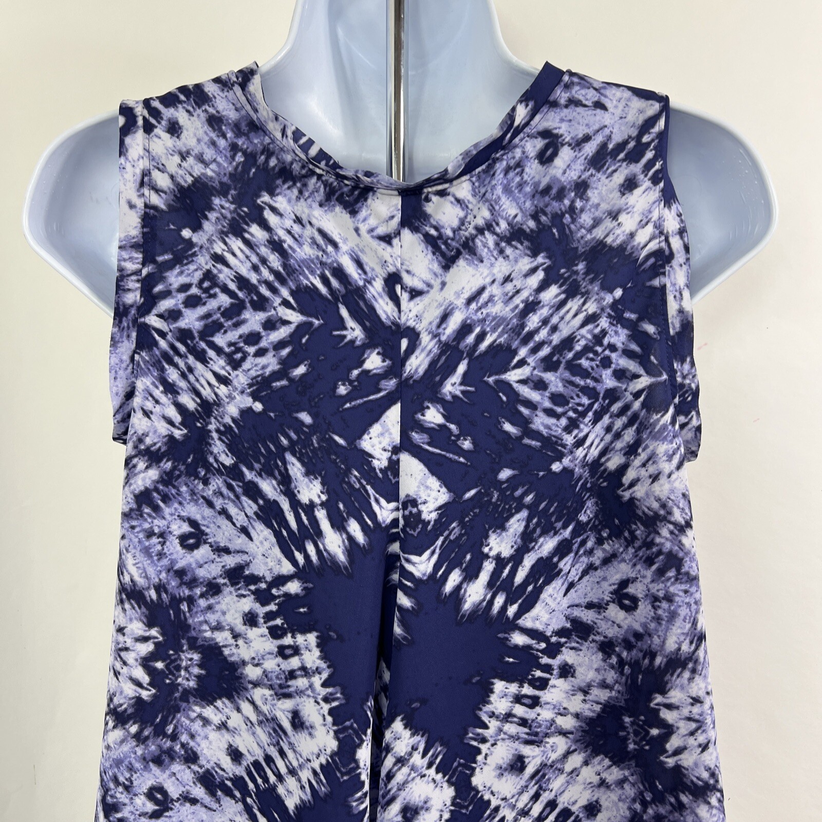 Simply Vera Vera Wang Blouse Women’s XS Sleeveless Hi/Low Purple Tie Dye Chiffon