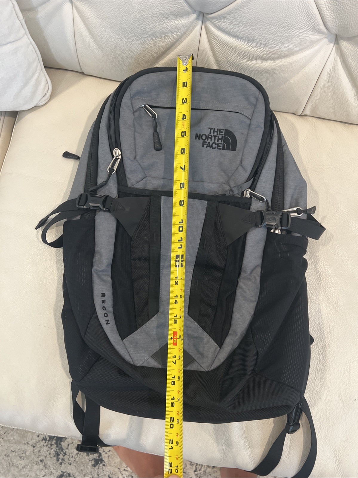 The North Face Backpack Black/Gray Router Transit Pockets RECON Zip Adjust Back