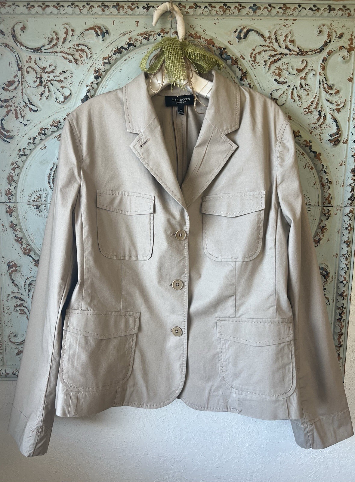 Talbots safari jacket womens size 16 in tan