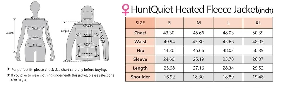 Women’s Heated Jacket Fleece w/ Power Bank Rechargeable Coat for Hunting Medium