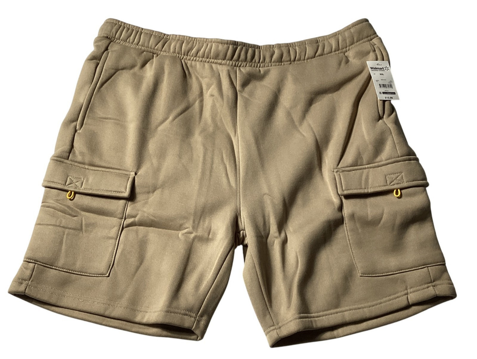 WeSC Unisex Tan Cargo Sweatshorts, 2 Large Flap Cargo Pockets, Size XXL