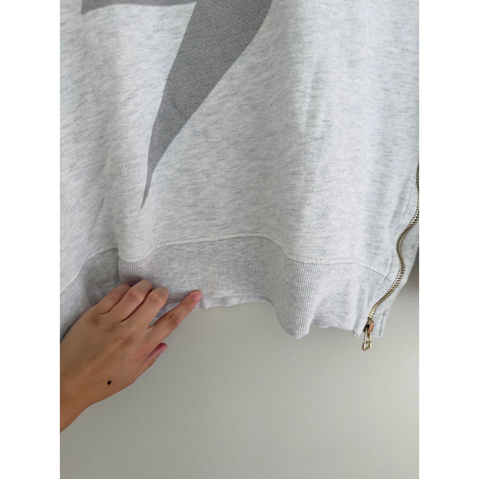 SUNDRY Lightning Bolt Double Zip Oversized Sweatshirt in Light Grey Size Small/1