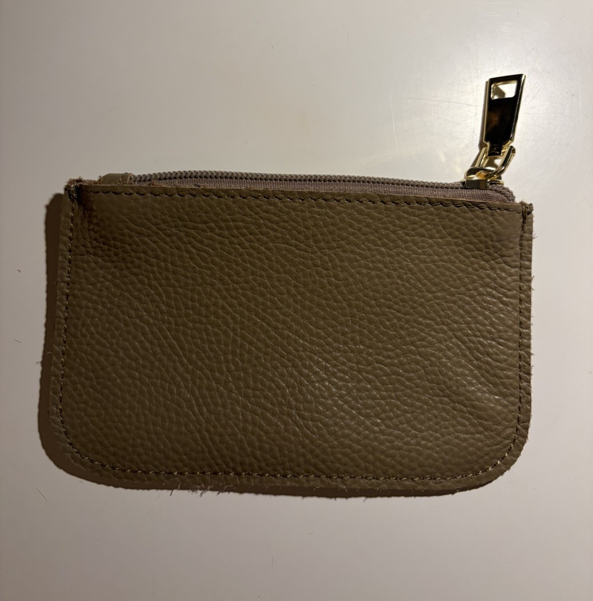 Taupe Real Leather Cosmetic Pouch / Coin Purse