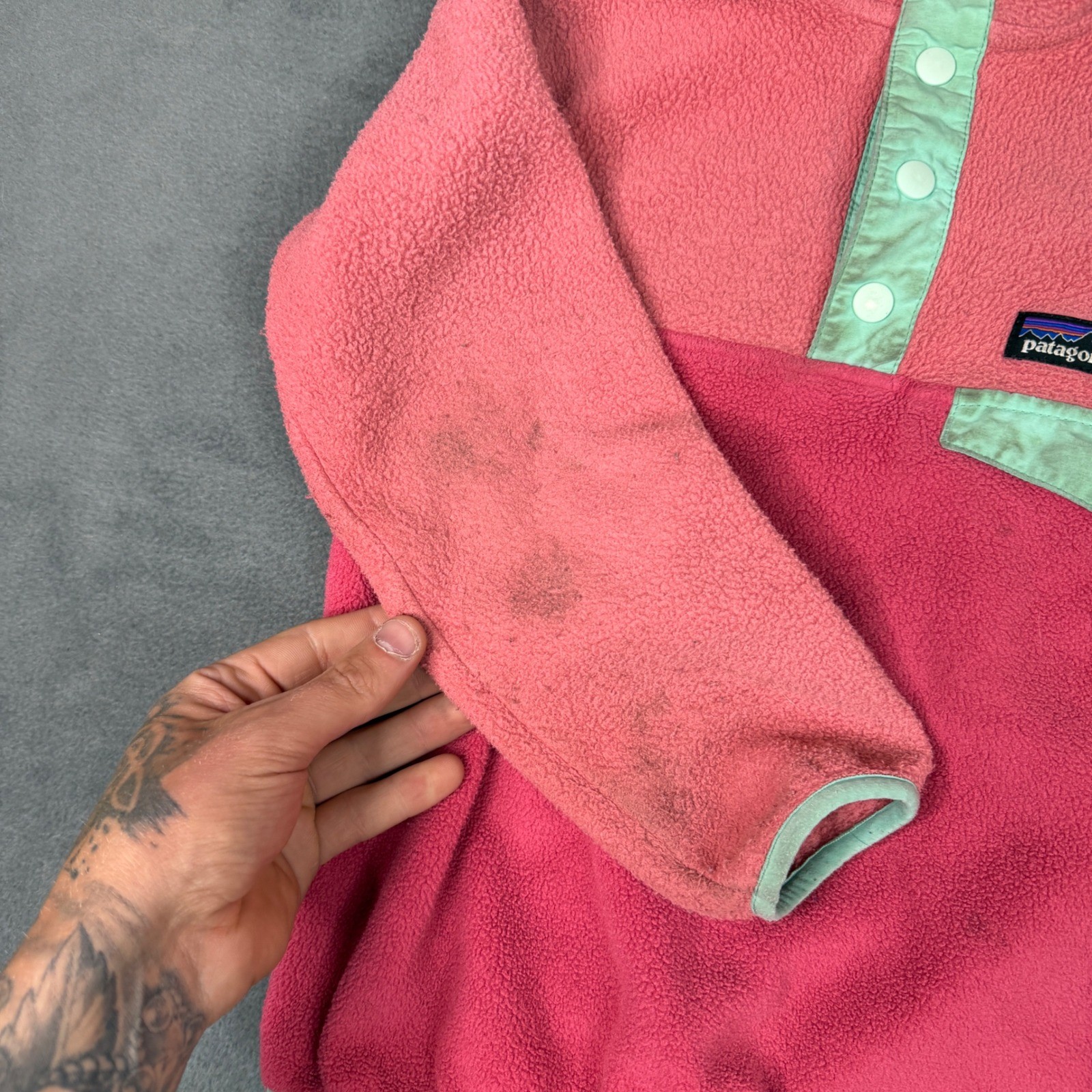 Patagonia Kids Synchilla Snap-T Fleece Pullover Pink Mint XS 5-6 65546 SP19