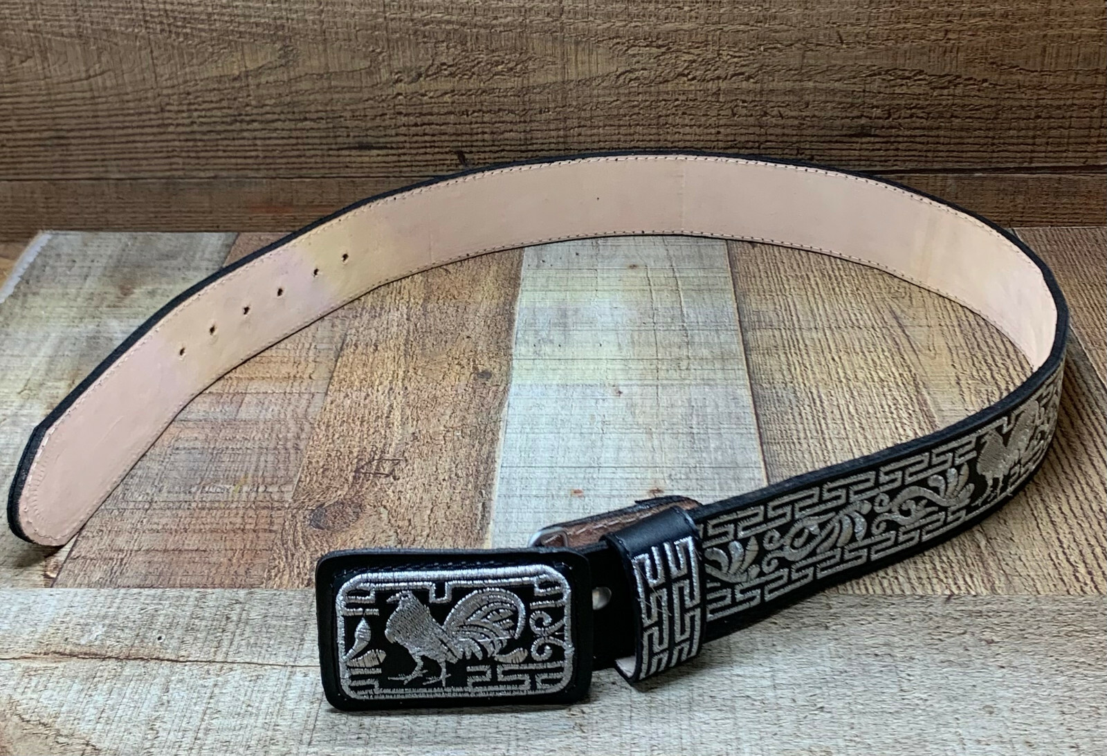 Men’s Platinum Threaded Leather Belt Various Cinto de Hombre Hilo de Plata Piel