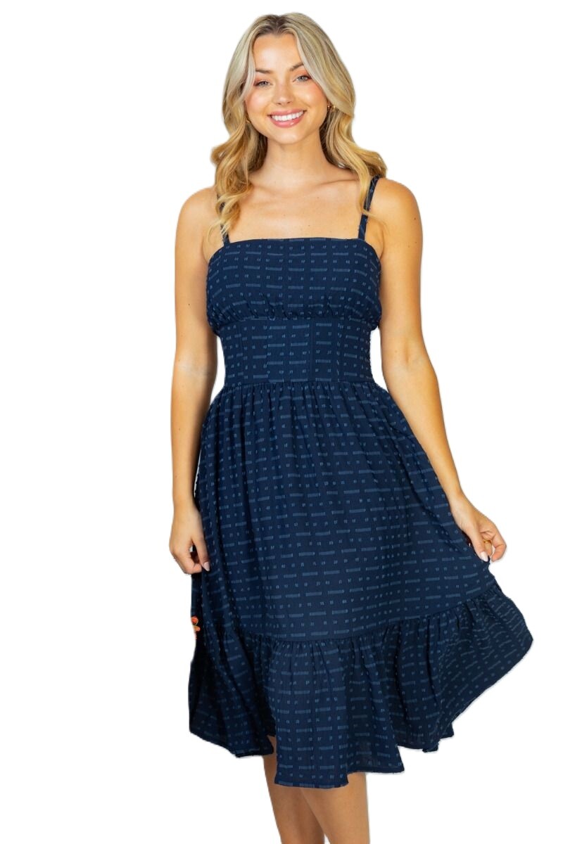 NWT Designer White Birch Navy corset Dress boho peasant XS S M L XL