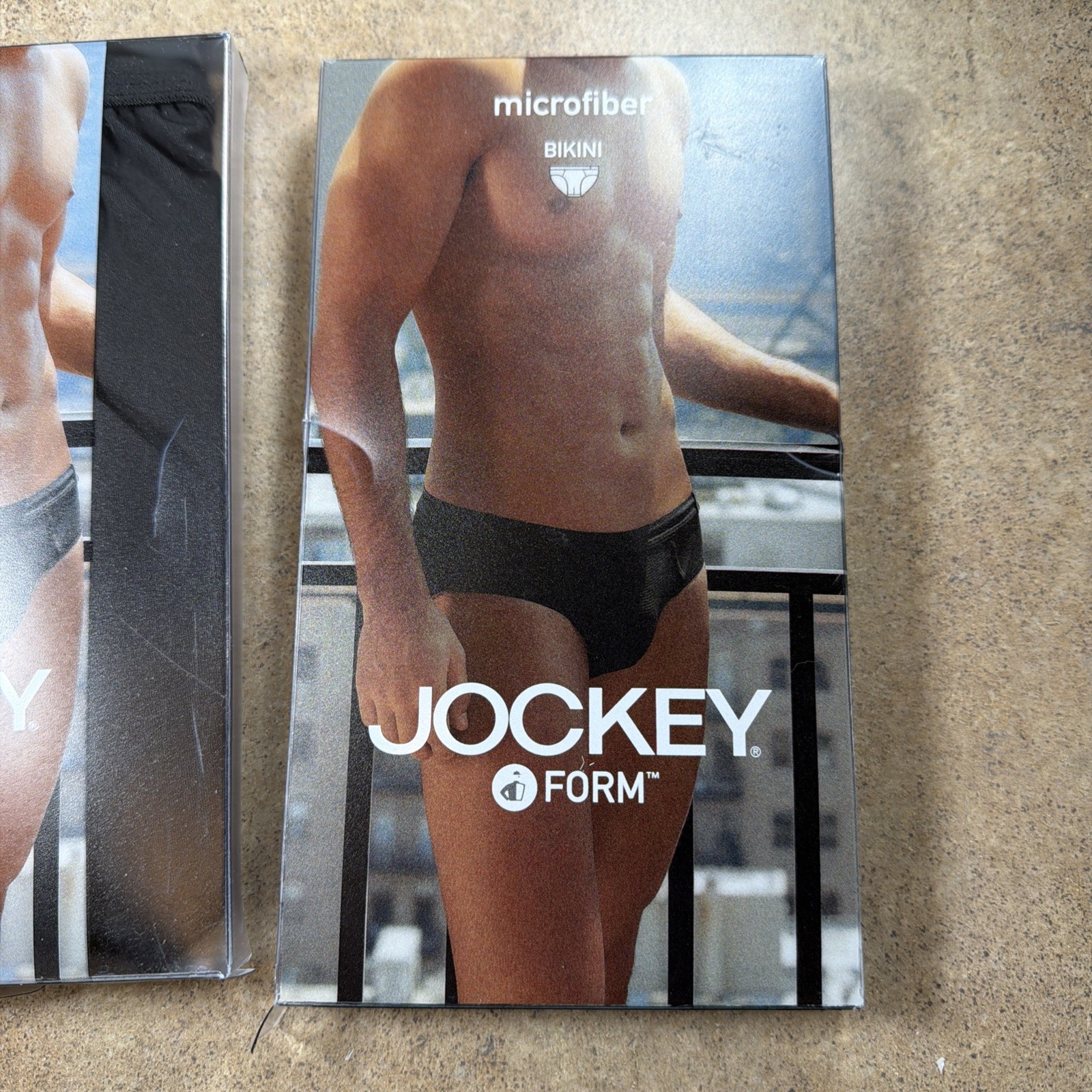 Vtg 2004 USA Jockey Form Mens Microfiber Bikini Briefs (2) Black & Gray OPEN Pkg