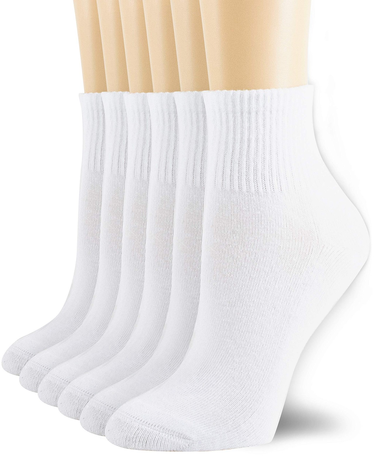 NevEND 6 Pairs Women’s Mini Crew/Ankle Cotton Athletic Socks Medium, White