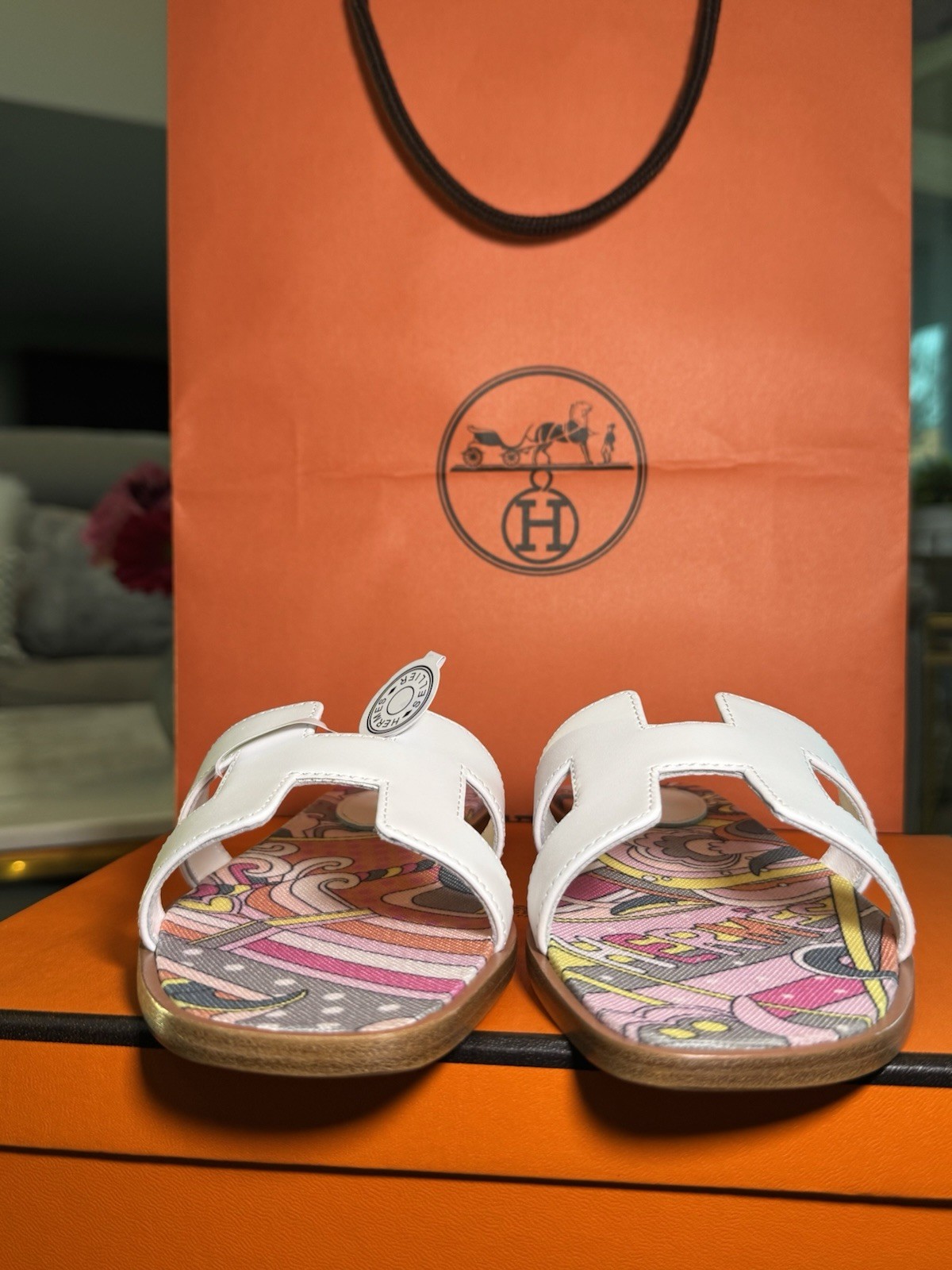Hermes Oran Sandals – Size 37 – Limited Edition Printed Insole