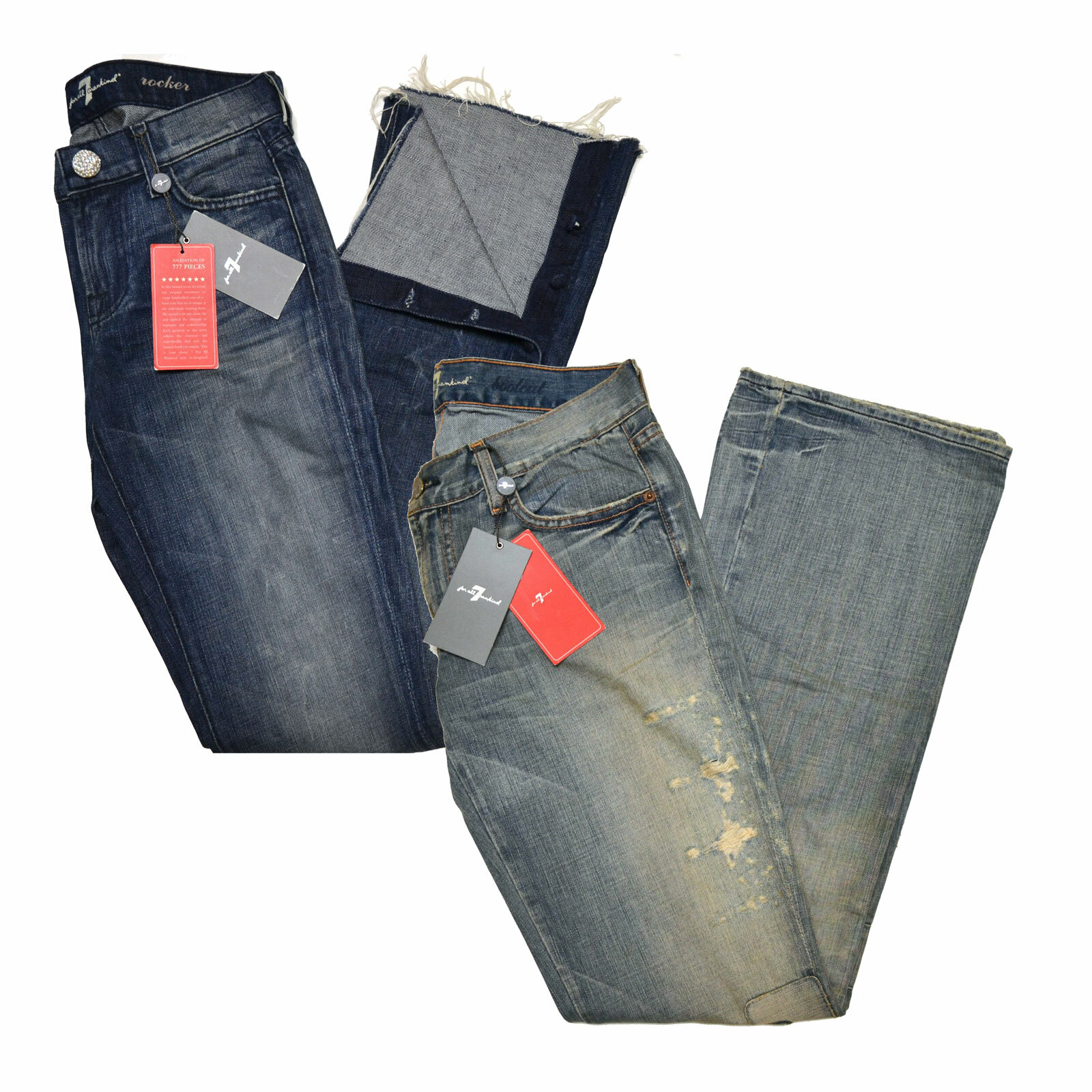 7 For All Mankind Womens Jeans 777 Bootcut Distressed Denim Bottoms Casual New