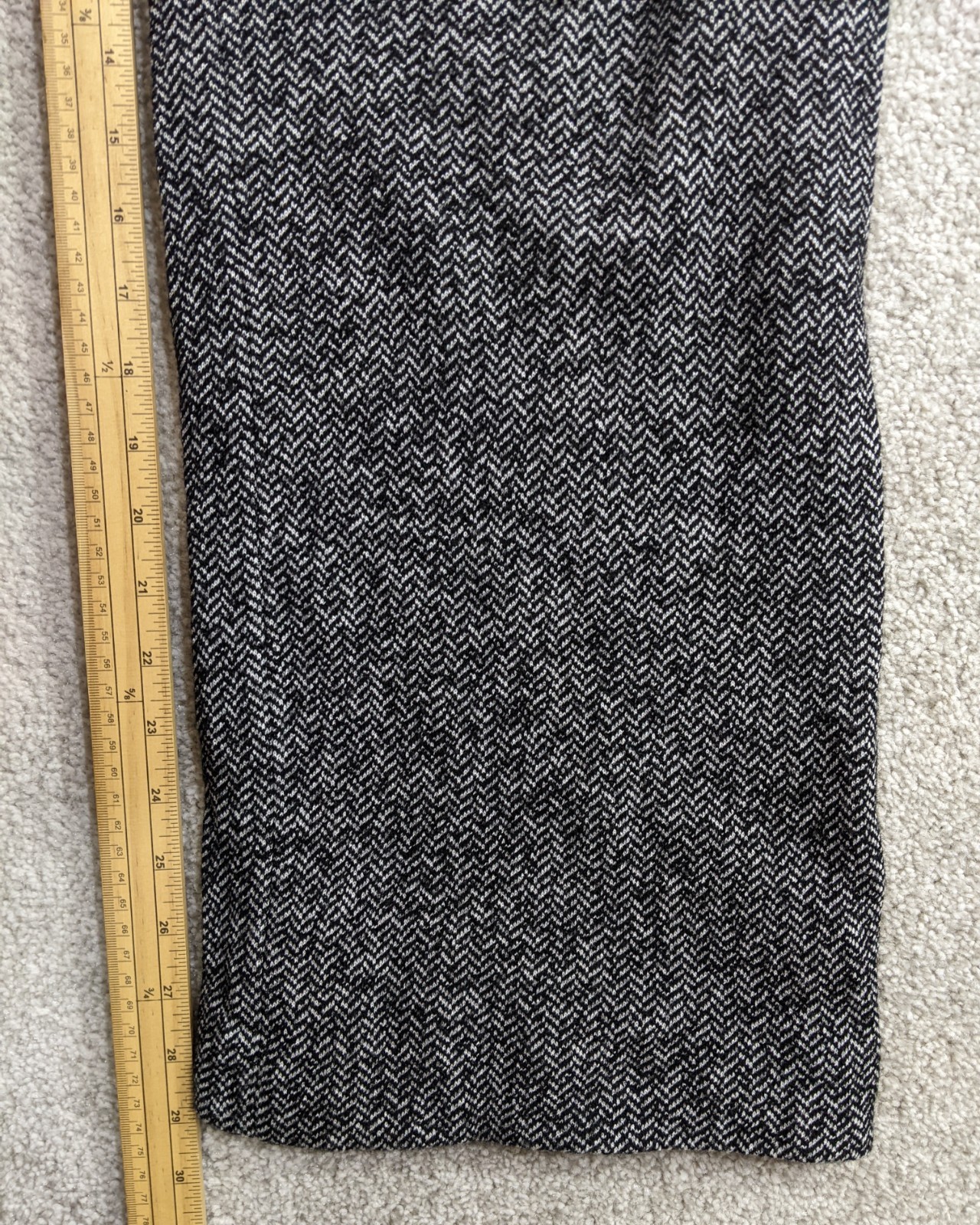 Hobbs London Italian Fabric Wool Blend Herringbone Trousers UK 10 Grey Wide Leg