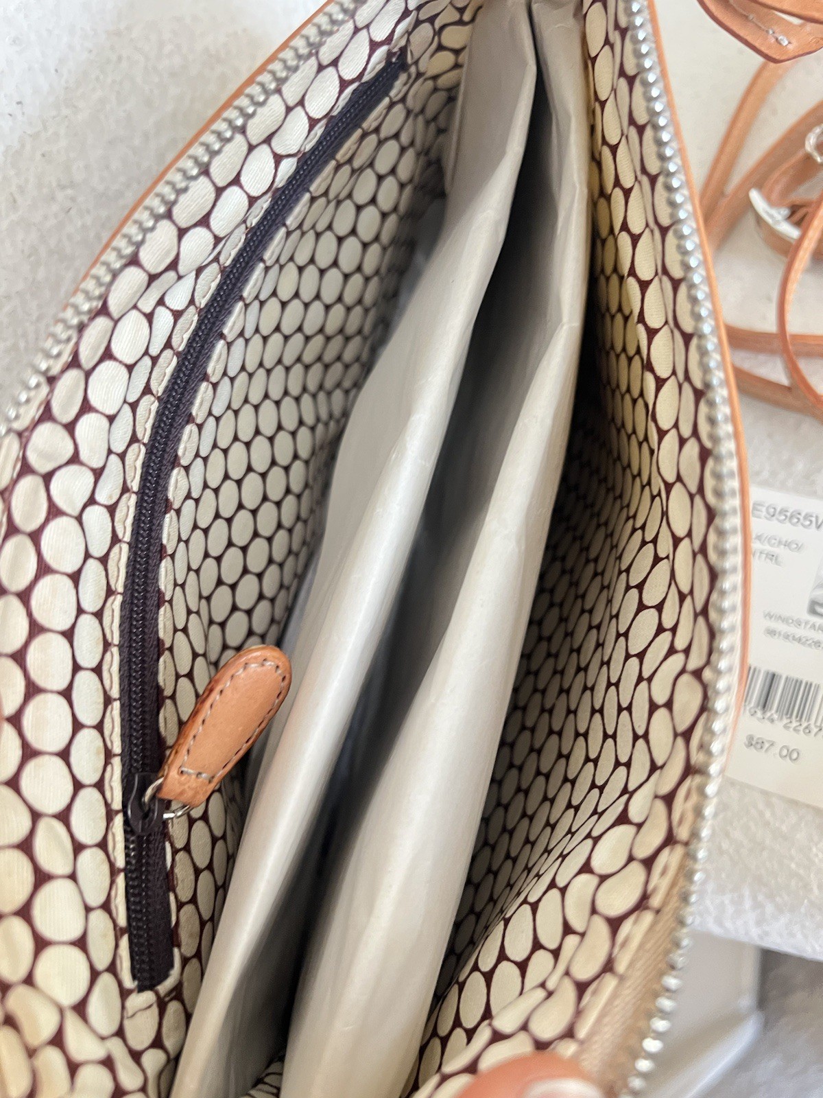 Genuine Brighton Windstar Canvas Cosmetic Bag w/Leather Star Applique E9564W NWT