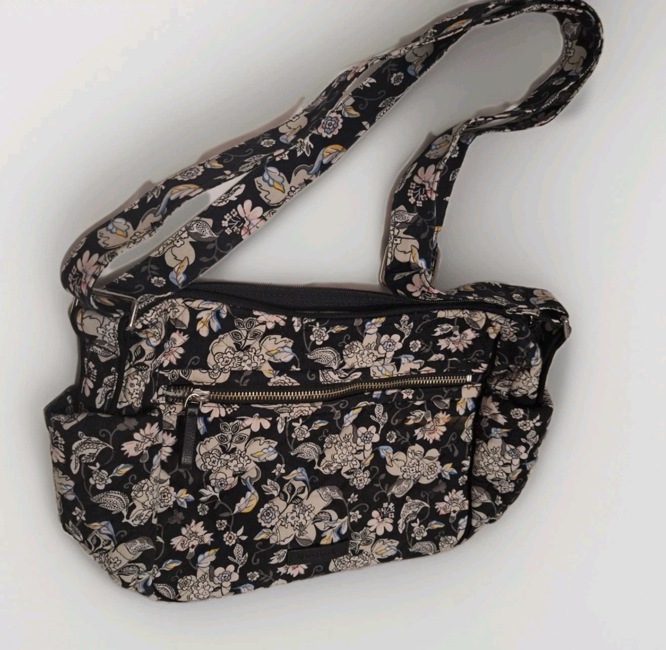 Vera Bradley Crossbody Purse Black/Blue/Beige Floral Adjustable Shoulder Bag