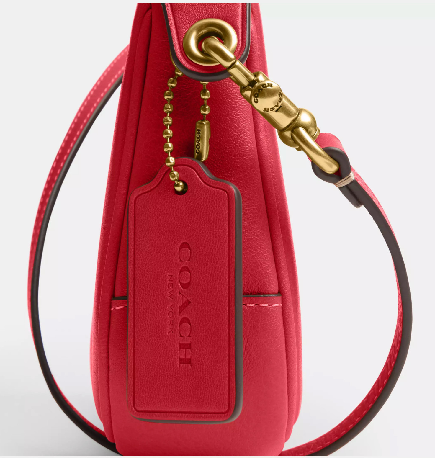 ORIG. PKG. Coach Scarlet Red Smooth Leather Wristlet Short Shoulder Plaza 22 Bag