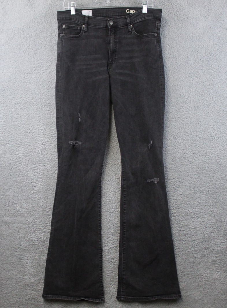 GAP 1969 Black Resolution Skinny Flare High Rise Stretch Women’s Jeans 33 T